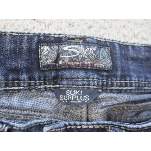 Silver Jeans Women's 26x32 Suki Surplus Flare Blue Denim Pants Stretch Bootcut - Picture 8 of 10